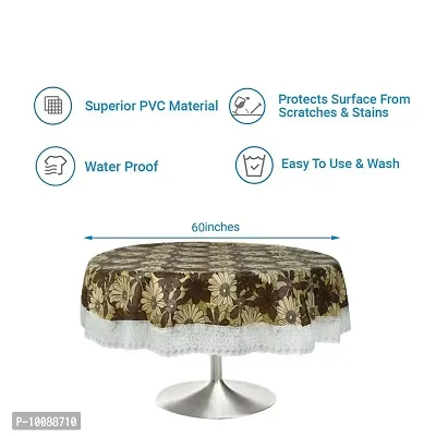 Dakshya Industries Printed PVC Plastic Flowered 4 Seater Round Shape Table Cover (Size- 60 Inches Round)-thumb4