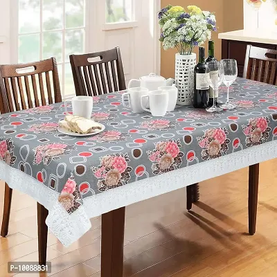 Dakshya Industries PVC Floral Beige Anti-Slip Dining Table Cover 6 Seater || 60x90 Inches-thumb0