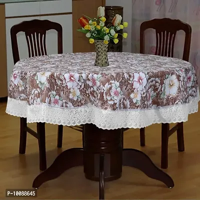 Dakshya Industries Printed PVC Plastic Flowered 4 Seater Round Shape Table Cover (Size- 60 Inches Round)-thumb0