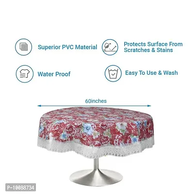 Dakshya Industries Printed PVC Plastic Flowered 4 Seater Round Shape Table Cover (Size- 60 Inches Round)-thumb4