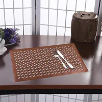 Dakshya Industries PVC Soft Leather 6 Pieces Dining Table Placemat Set (Copper)-thumb1