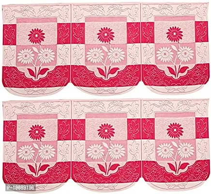 Dakshya Industries Flower Cotton 6 Piece 5 Seater Sofa Cover (Pink)-thumb2