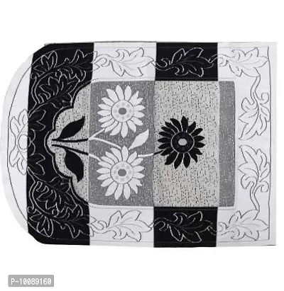 Dakshya Industries Cotton Floral 6 Piece 5 Seater Sofa Cover - Black & White-thumb4