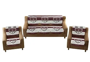 Dakshya Industries Floral Cotton 6 Piece 5 Seater Sofa Cover - Brown-thumb1