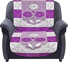 Dakshya Industries Flower Cotton 6 Piece 5 Seater Sofa Cover (Purple)-thumb2