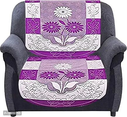 Dakshya Industries Flower Cotton 6 Piece 5 Seater Sofa Cover (Purple)-thumb3