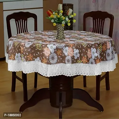 Dakshya Industries Printed PVC Plastic Flowered 4 Seater Round Shape Table Cover (Size- 60 Inches Round)