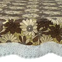 Dakshya Industries Printed PVC Plastic Flowered 4 Seater Round Shape Table Cover (Size- 60 Inches Round)-thumb1