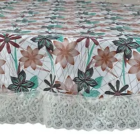 Dakshya Industries Printed PVC Plastic Flowered 4 Seater Round Shape Table Cover (Size- 60 Inches Round)-thumb1