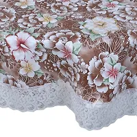 Dakshya Industries Printed PVC Plastic Flowered 4 Seater Round Shape Table Cover (Size- 60 Inches Round)-thumb1