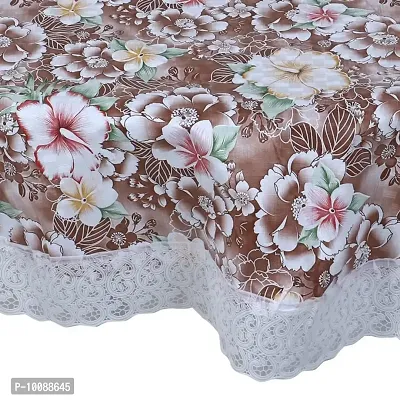 Dakshya Industries Printed PVC Plastic Flowered 4 Seater Round Shape Table Cover (Size- 60 Inches Round)-thumb2