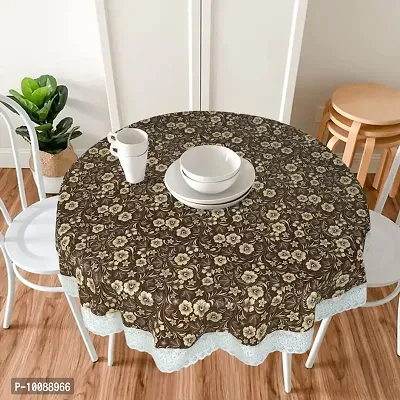 Dakshya Industries Printed PVC Plastic Flowered 4 Seater Round Shape Table Cover (Size- 60 Inches Round)