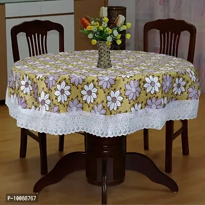 Dakshya Industries Printed PVC Plastic Flowered 4 Seater Round Shape Table Cover (Size- 60 Inches Round)