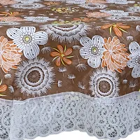 Dakshya Industries Printed PVC Plastic Flowered 4 Seater Round Shape Table Cover (Size- 60 Inches Round)-thumb1