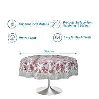 Dakshya Industries Printed PVC Plastic Flowered 4 Seater Round Shape Table Cover (Size- 60 Inches Round)-thumb3