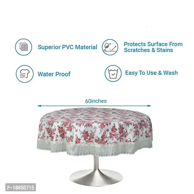 Dakshya Industries Printed PVC Plastic Flowered 4 Seater Round Shape Table Cover (Size- 60 Inches Round)-thumb4