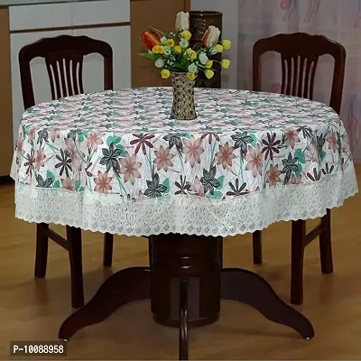 Dakshya Industries Printed PVC Plastic Flowered 4 Seater Round Shape Table Cover (Size- 60 Inches Round)