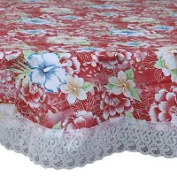 Dakshya Industries Printed PVC Plastic Flowered 4 Seater Round Shape Table Cover (Size- 60 Inches Round)-thumb1