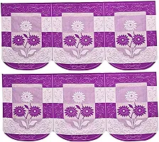 Dakshya Industries Flower Cotton 6 Piece 5 Seater Sofa Cover (Purple)-thumb3