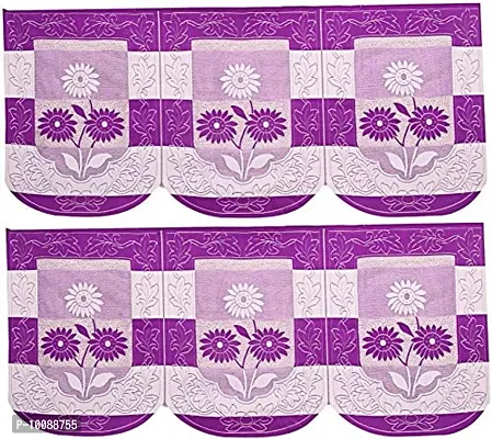 Dakshya Industries Flower Cotton 6 Piece 5 Seater Sofa Cover (Purple)-thumb4