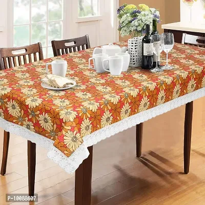 Dakshya Industries PVC Printed Table Cover Printed,Washable Waterproof Table Protector (Red, Dining Table Cover 90X60 inches)-thumb0