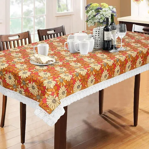 Dakshya Industries PVC Printed Table Cover Printed,Washable Waterproof Table Protector