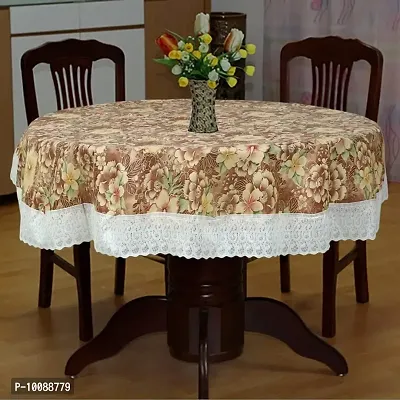 Dakshya Industries Printed PVC Plastic Flowered 4 Seater Round Shape Table Cover (Size- 60 Inches Round)