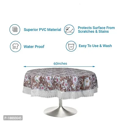 Dakshya Industries Printed PVC Plastic Flowered 4 Seater Round Shape Table Cover (Size- 60 Inches Round)-thumb4