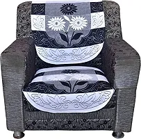 Dakshya Industries Cotton Floral 6 Piece 5 Seater Sofa Cover - Black & White-thumb2