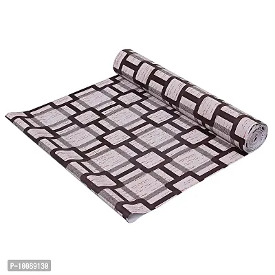 Dakshya Industries Checkered PVC Wardrobe Kitchen Drawer Cupboard Cabinet Shelf Roll/Mat/Liner 10 Meter - Brown-thumb2