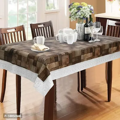 Dakshya Industries PVC Checked Brown Anti-Slip Dining Table Cover 6 Seater || 60x90 Inches