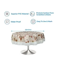 Dakshya Industries Printed PVC Plastic Flowered 4 Seater Round Shape Table Cover (Size- 60 Inches Round)-thumb3