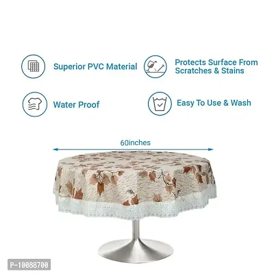 Dakshya Industries Printed PVC Plastic Flowered 4 Seater Round Shape Table Cover (Size- 60 Inches Round)-thumb4