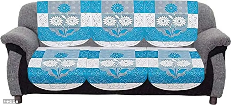 Dakshya Industries Floral Design 6 Piece Cotton Sofa Cover Set (Violet)-thumb2