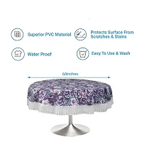 Dakshya Industries Printed PVC Plastic Flowered 4 Seater Round Shape Table Cover (Size- 60 Inches Round)-thumb3