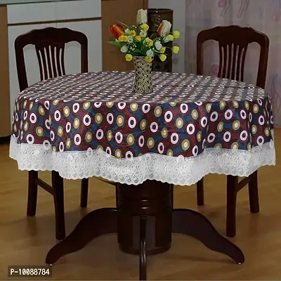 Dakshya Industries Printed PVC Plastic Flowered 4 Seater Round Shape Table Cover (Size- 60 Inches Round)