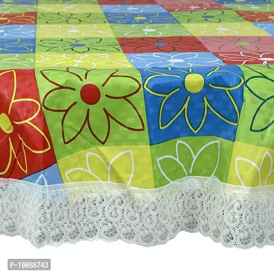 Dakshya Industries Printed PVC Plastic Flowered 4 Seater Round Shape Table Cover (Size- 60 Inches Round)-thumb2