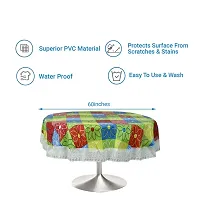 Dakshya Industries Printed PVC Plastic Flowered 4 Seater Round Shape Table Cover (Size- 60 Inches Round)-thumb3