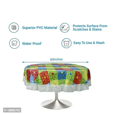 Dakshya Industries Printed PVC Plastic Flowered 4 Seater Round Shape Table Cover (Size- 60 Inches Round)-thumb4