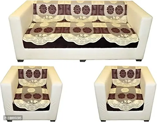 Dakshya Industries Cotton Floral 5 Seater Sofa Cover (Brown, Standard size) 6 Pieces