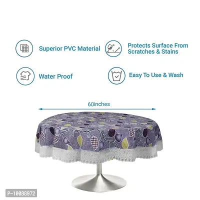 Dakshya Industries Printed PVC Plastic Flowered 4 Seater Round Shape Table Cover (Size- 60 Inches Round)-thumb4