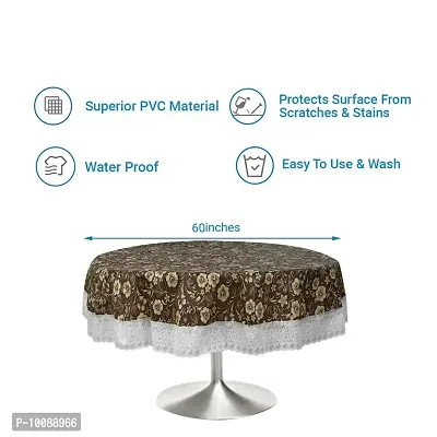 Dakshya Industries Printed PVC Plastic Flowered 4 Seater Round Shape Table Cover (Size- 60 Inches Round)-thumb4