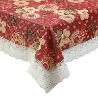 Trendy PVC Printed Waterproof Rectangle 4 Seater Table Cover 40x60 Inch -Maroon-thumb2