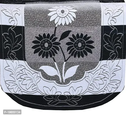 Dakshya Industries Floral Cotton Net 6 Piece 5 Seater Sofa Cover - Standard, Black-thumb3