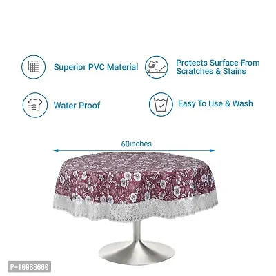 Dakshya Industries Printed PVC Plastic Flowered 4 Seater Round Shape Table Cover (Size- 60 Inches Round)-thumb4