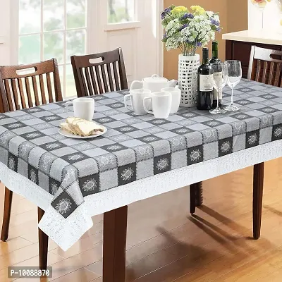 Dakshya Industries PVC Checkered Grey Anti-Slip Dining Table Cover 6 Seater || 60x90 Inches