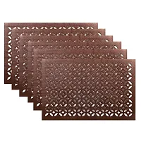 Dakshya Industries PVC Soft Leather 6 Pieces Dining Table Placemat Set (Copper)-thumb2