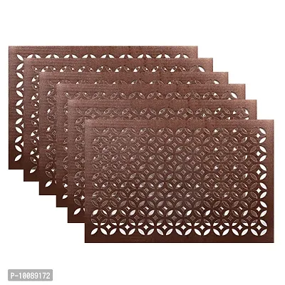 Dakshya Industries PVC Soft Leather 6 Pieces Dining Table Placemat Set (Copper)-thumb3