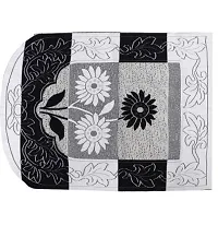 Dakshya Industries Flower Cotton 6 Piece 5 Seater Sofa Cover (Black)-thumb3