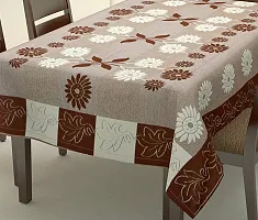 Dakshya Industries Floral Cotton Dining Table Cover 60X90 Inches (Brown)-thumb1